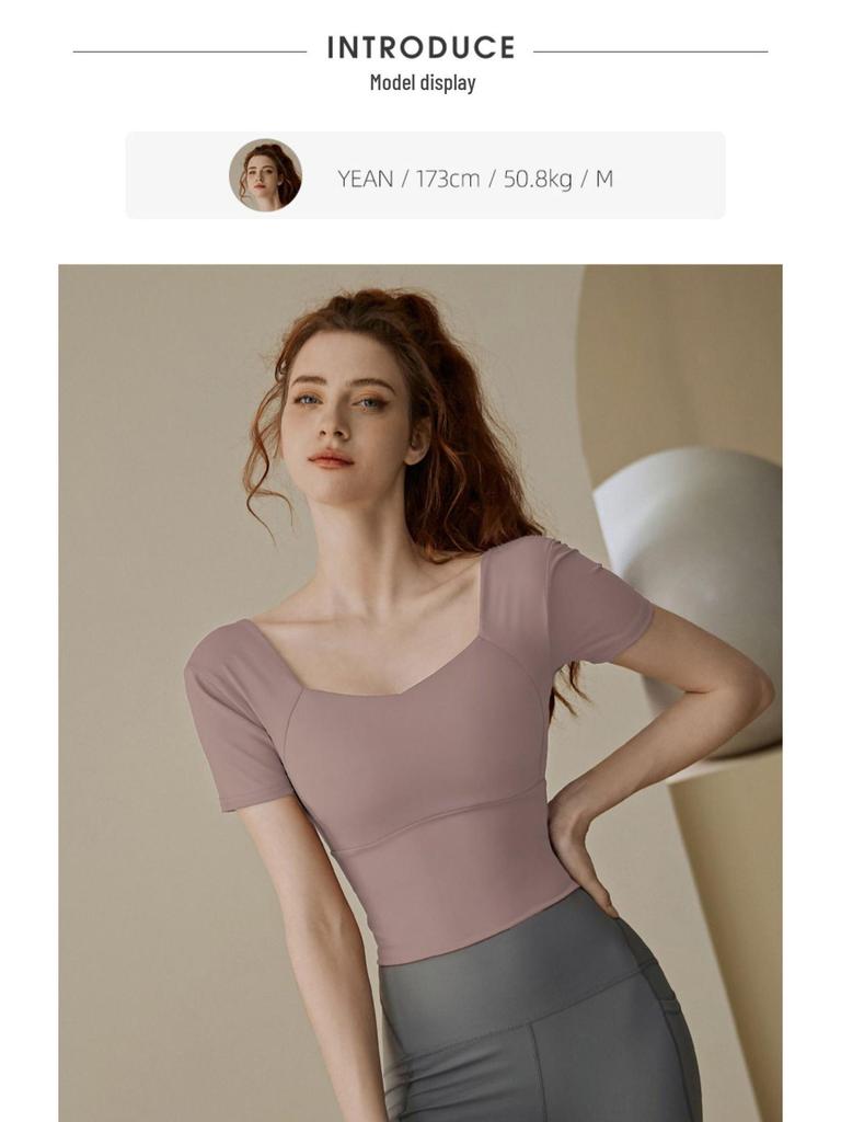 Women's Premium Short Sleeve Sports T-Shirt for Running & Pilates with Chest Pad