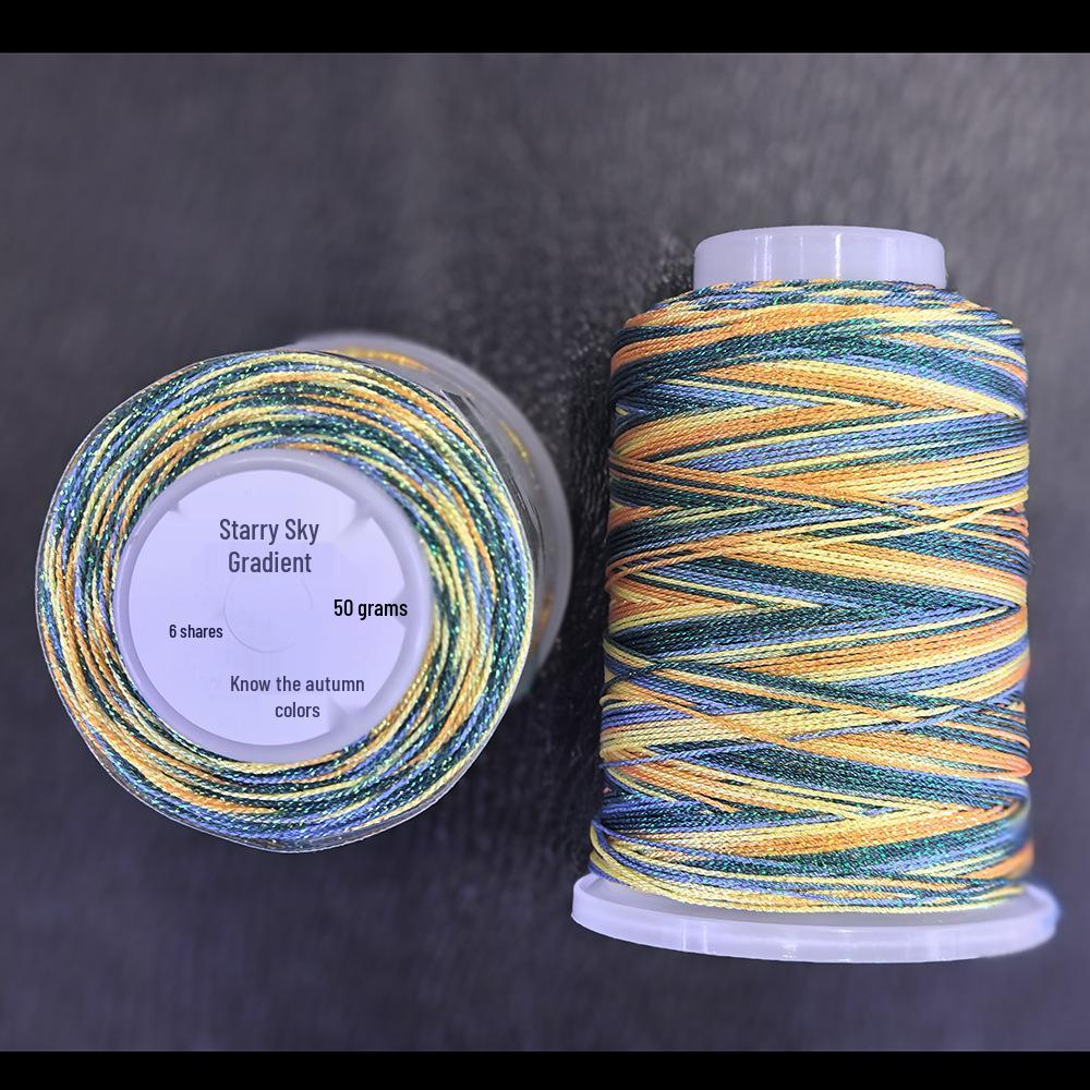 Starry Sky Gradient Yarn: 6-Strand Purple Illusion Tassel for DIY Bracelet & Handmade Weaving Accessories.