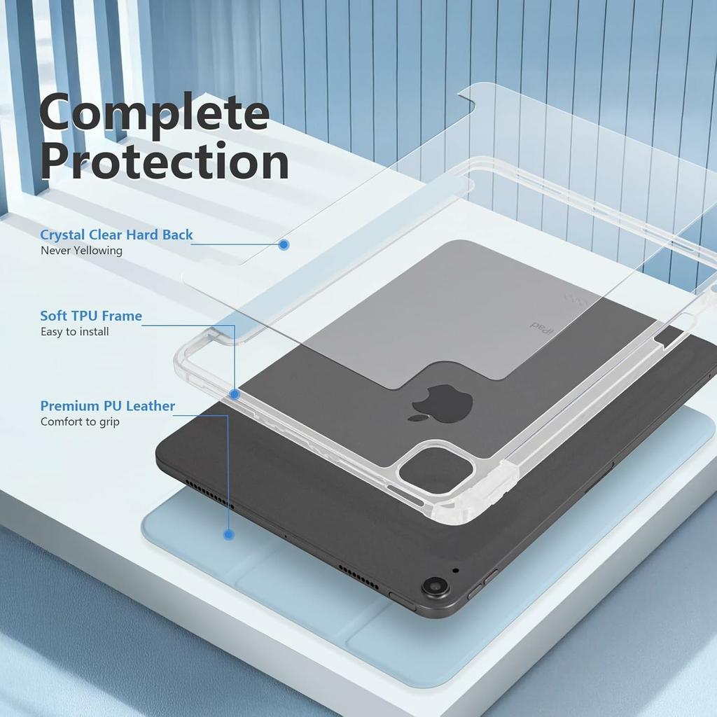 Surfplattefodral med sidofack för penna för iPad Air (2022)/(2020) Flipskydd i akryl+TPU+PU-läder
