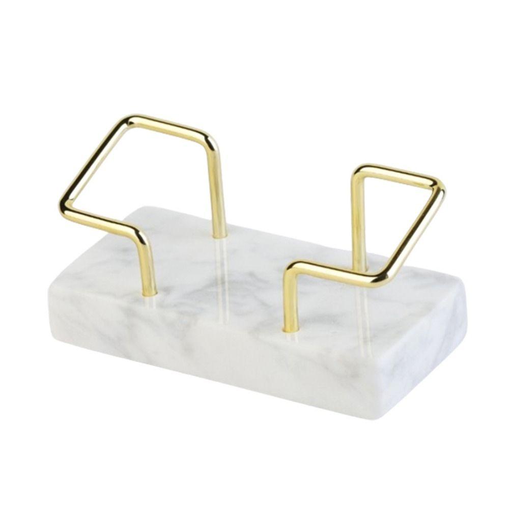 Metal Frame Metal Business Card Holder Marble Material Business Card Storage Holder Meeting Gifts