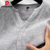 Pierre Cardin Men's 100% Linen V-Neck Short Sleeve Shirt
