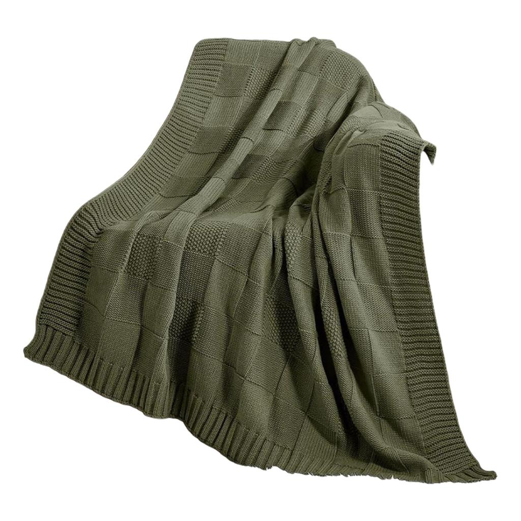 Knit Throw Blanket Checkered Sofa Blanket For Season Lightweight for Home and Travel