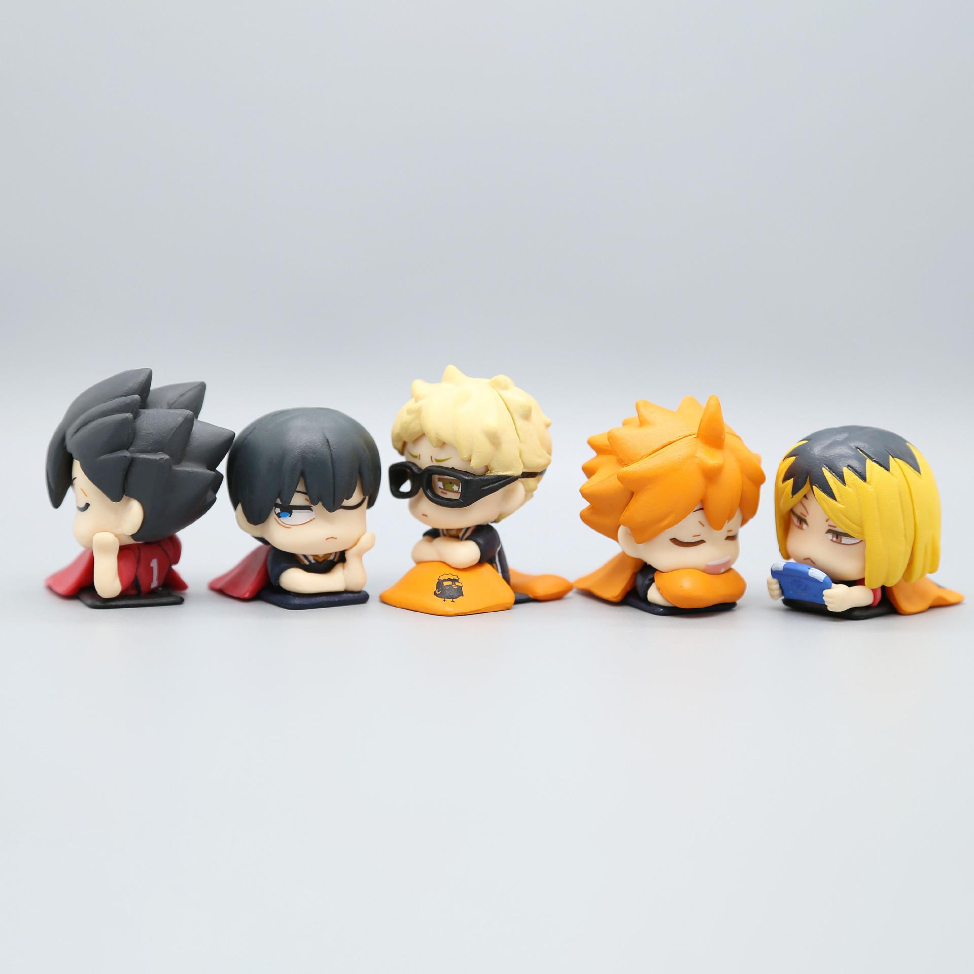 5Pcs/Set Anime Haikyuu Mini Sleeping Figure Hinata Shoyo Tobio Kageyama Ornaments  Model Toys Gift