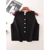 T's American Single Metal Buckle Stylish Black Vest Export High Quality Sleeveless Knitting Vest