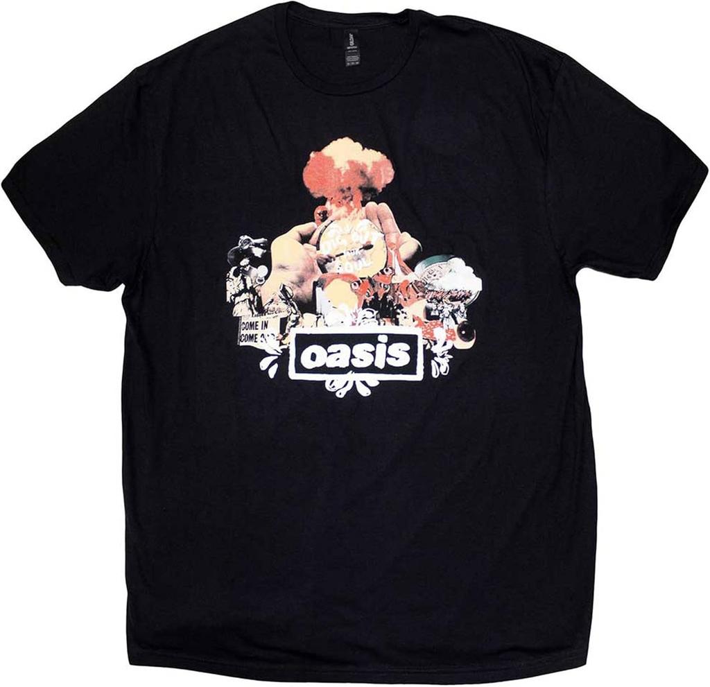 Oasis Dig Out Your Soul Atomares Collage Bandlogo T-Shirt Schwarz