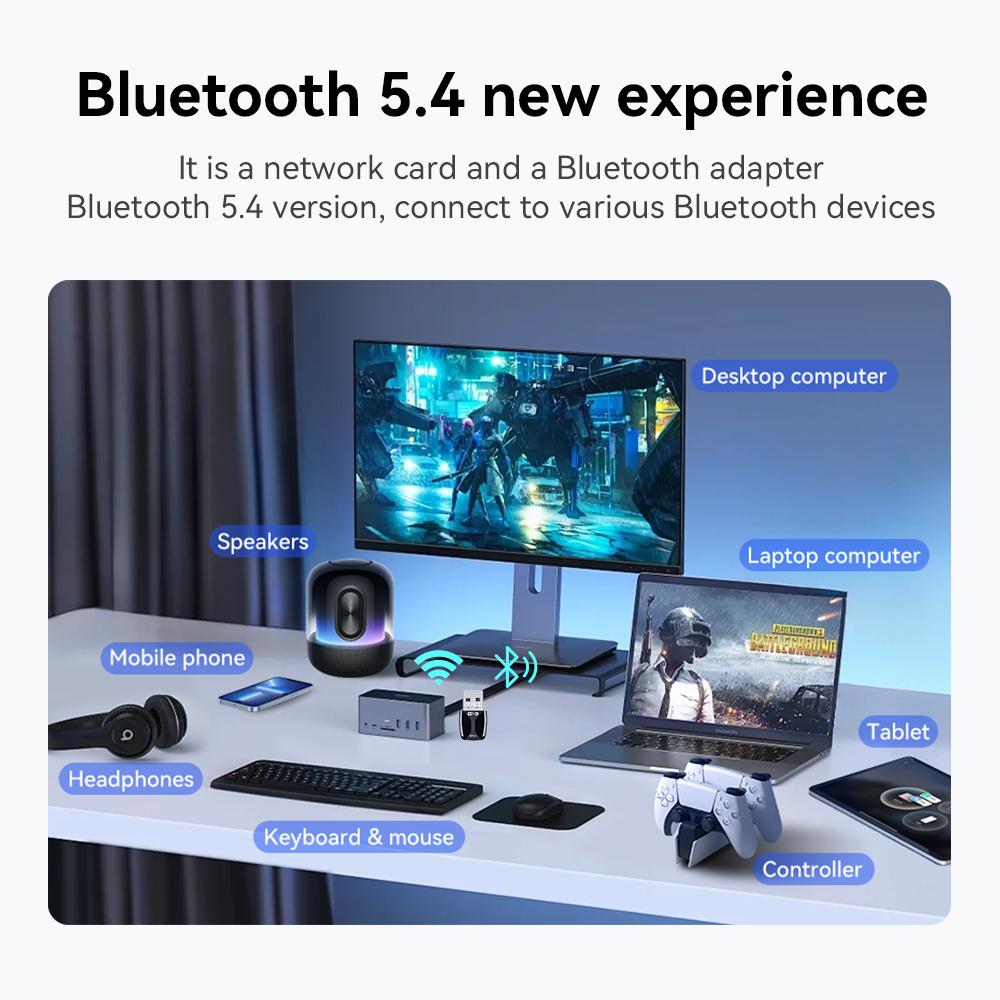 900Mbps Network Card WiFi 6 Bluetooth 5.4 Adapter Dual Band 2.4G&5GHz USB Network Wireless Wlan Receiver For Win10/11 Drive Free