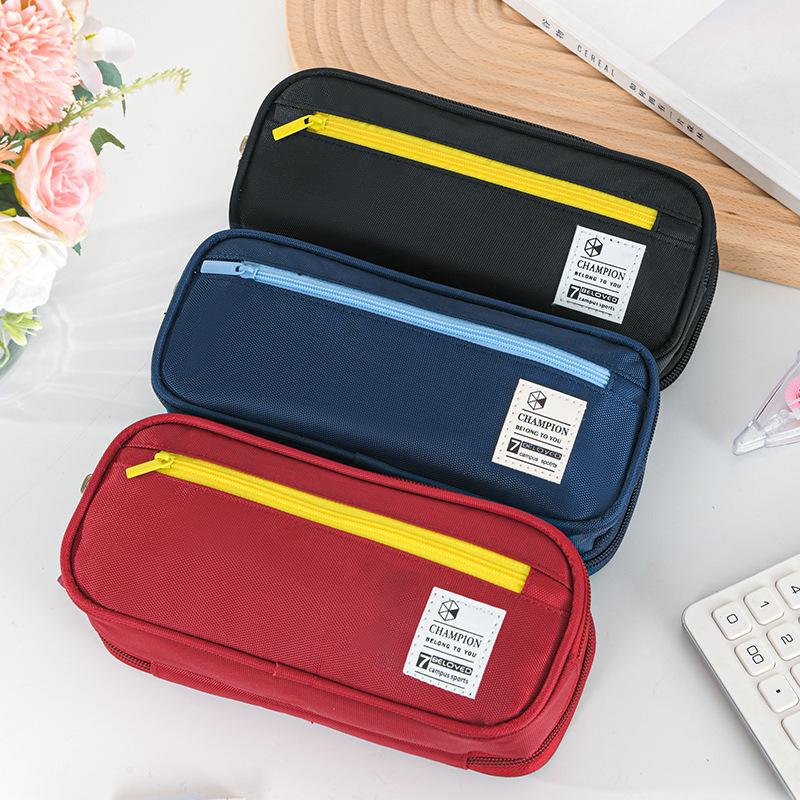 Double Layer Large Capacity Stationery Pencil Case - Korean Style for Middle School Students