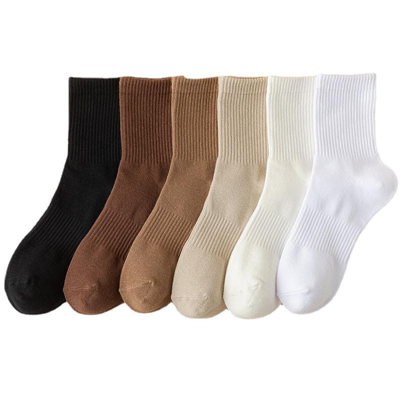 Unisex Mid-Calf Socks: Autumn/Winter High-Elastic, Solid Color, Casual Warm Socks