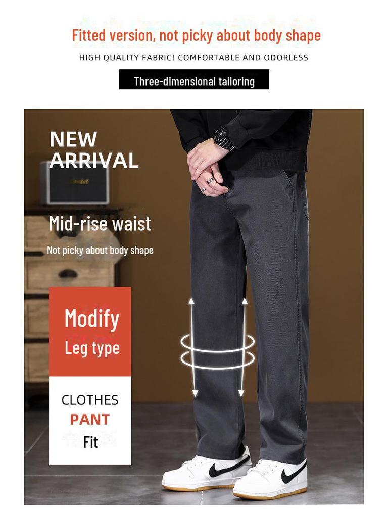 Męskie Modne Luźne Proste Jeansy Polarowe - Casualowe Spodnie Haremki Długie na Jesień/Zimę 2024