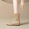 Krazing Pot Cow Split Leather Round Toe Size 43 Increaseing Summer Boots Fashion Hollow Decorations Buckle Summer Boots