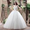 Women Ruched Sequined Lace Up White Big Swing Wedding Dresses