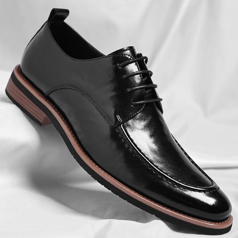 Fashionable Men Lace Up Breathable and Non Slip Oxford Shoes High-quality Men Comfortable Pointed Casual Business Leather Shoes