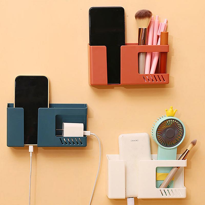 Wall-Mounted Mobile Phone Remote Control Storage Box Multifunctional Punch-Free Storage Rack Wall Hanging Storage Holder