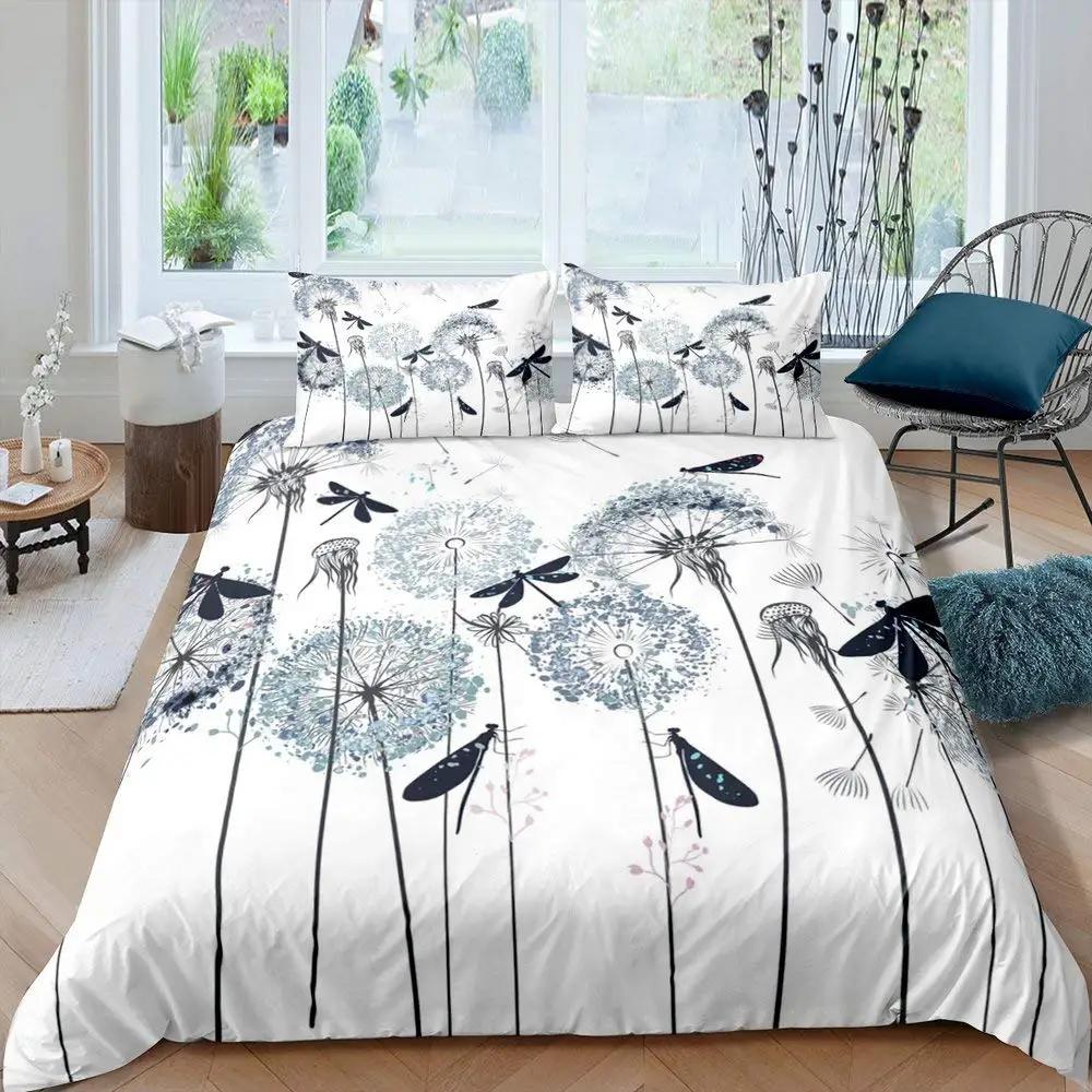 Bohemian Dragonfly King Queen Duvet Cover Mandala Paisley Bedding Set Tie Dye Trippy Gypsy Quilt Cover Polyester Comforter Cover