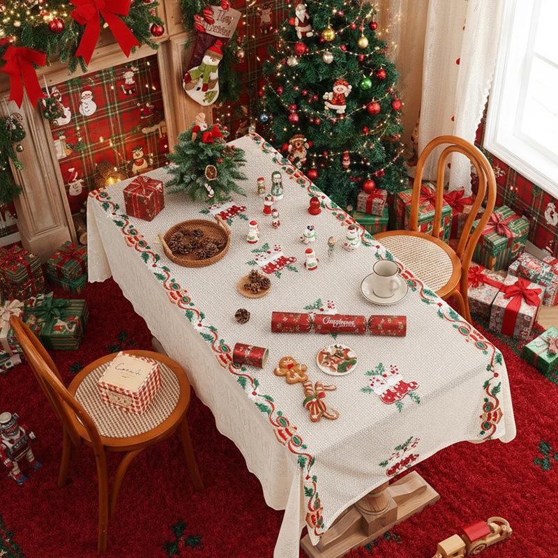 Santa Holiday Coffee Table Tablecloth Decoration Christmas Print Tablecloth Atmosphere Table Cloth Party