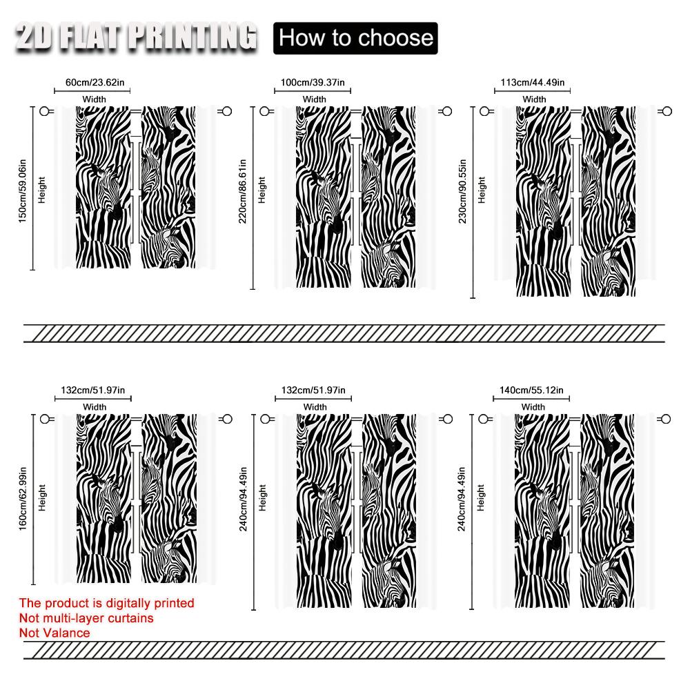 2Pc,  Window Curtains Black And White Stripe Blackout  Polyester Party Decorations Perfect For Holiday Parties