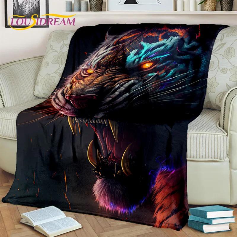 Beast Tiger Lion Leopard Animal Wildlife Cartoon Blanket,Soft Throw Blanket for Home Bedroom Bed Sofa Picnic Cover Blanket Kids 75x90cm