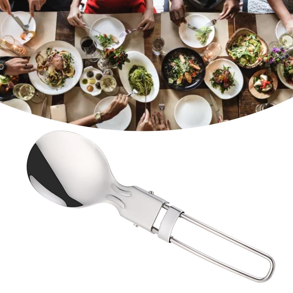 3Pcs 304 Stainless Steel Folding Spork Ergonomic Handle Flatware Kitchen Silverware Picnic