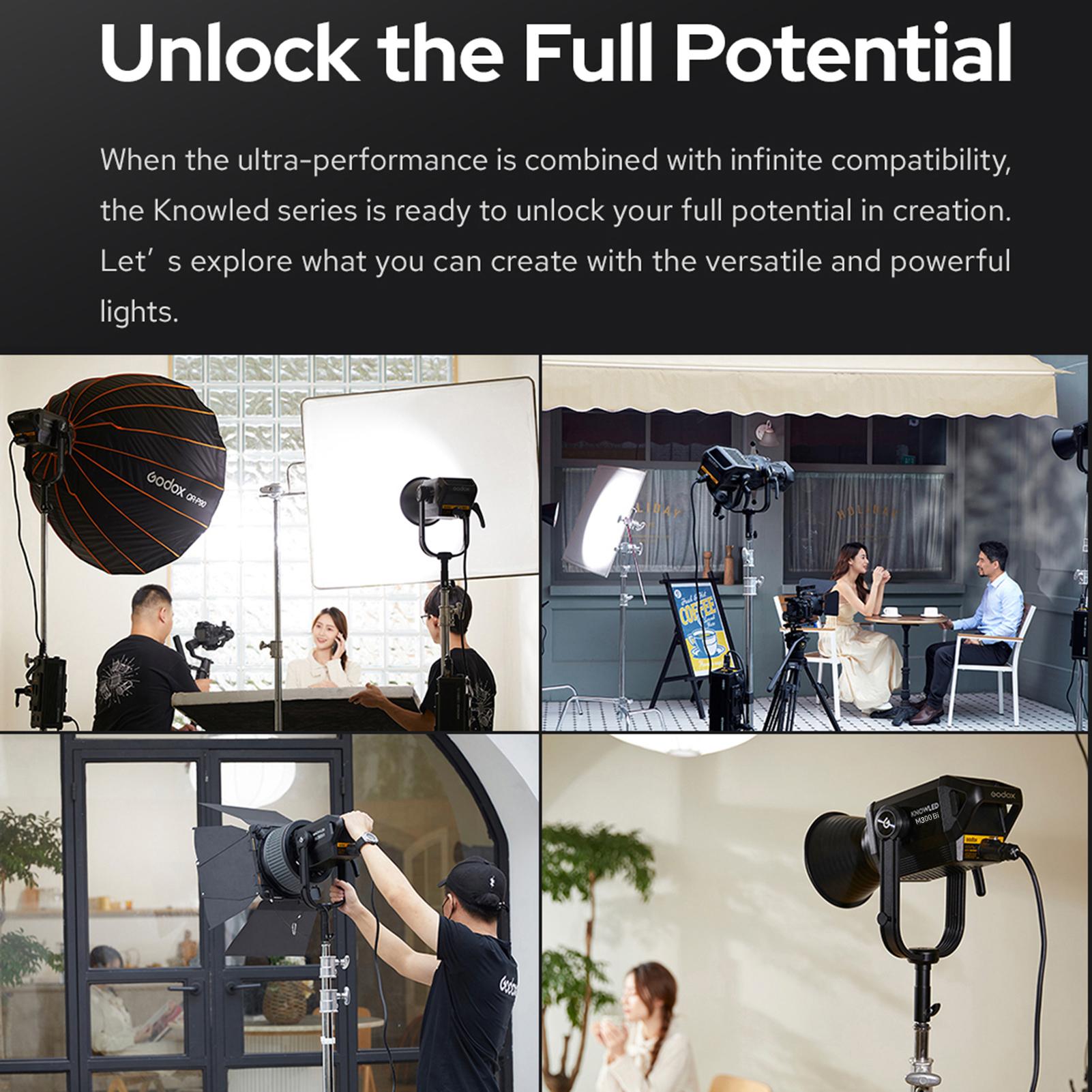 

Godox M300Bi Профессиональный студийный светодиодный светильник для видеосъемки 330 Вт заполняющий свет для фотографий 2800K5600K с регулируемой яркостью