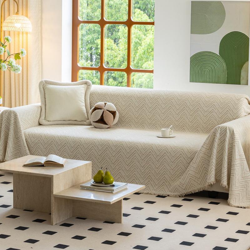 Striped Sofa Cover Anti Scratch Chenille Towel Blanket Thick 1/2/3/4 Seater Couch Chair Furniture Protector for Pets