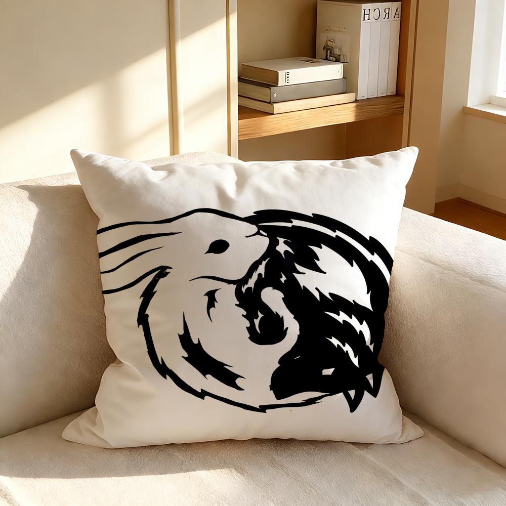 NNegative Space Rabbit Cushion Cover Nordic Style Natural Linen Pillow Cover Durable Washable Pillowcase for Home Bedroom Sofa