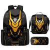 2026 Cross Border New Mechanical Wind Backpack Three Piece Set for Students, Large Capacity Backpack, Ice Bag, Pen Bag