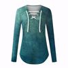 Ladies Atmospheric Fashion Loose Casual Tie Print V-Neck Long Sleeve Top