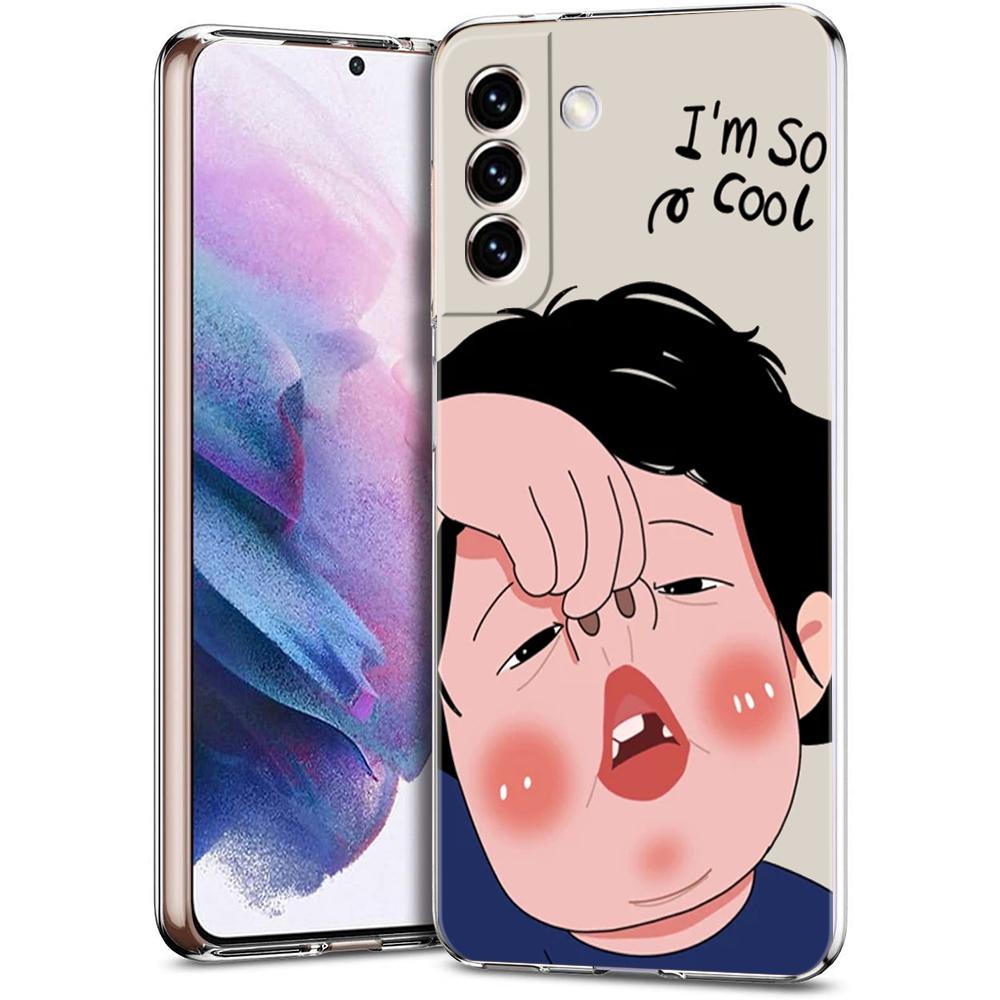 Cartoon Funny Boy Girl Couple Phone Case For Samsung Galaxy S24 Ultra S23 FE S22 S20 S21 5G S10 S9 Plus S10E S8 Soft Clear Cover
