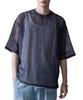 WEGO Mesh Pattern Ensemble Pullover Short Sleeve Summer Korean Size Pattern 2 Men's Shirt, Top, Clothes, Style, L,