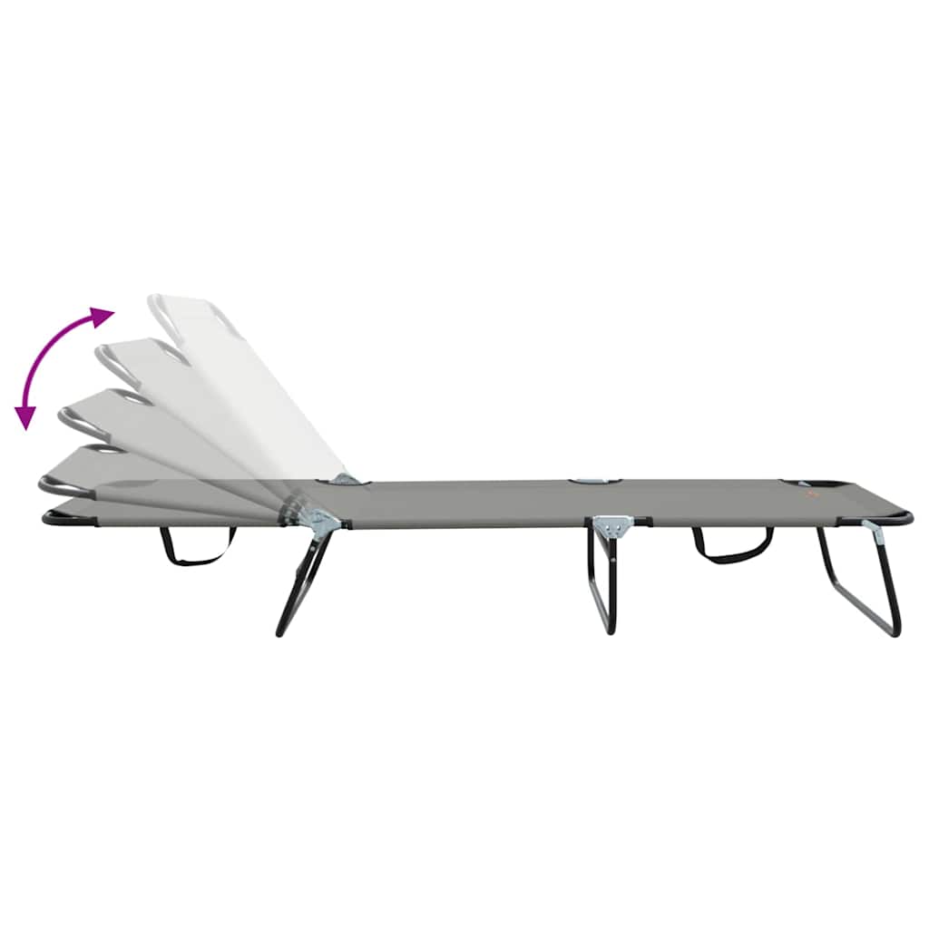 Folding Sun Lounger Grey 188 x 57 x 86.5 cm Polyester
