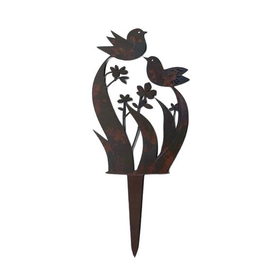 

Bird Wildflower Metal Garden Stake Decoration Weather-proof Outdoor Yard Lawn Patio Pathway Rusty Iron Floral Bird Stake Ornament 1pc