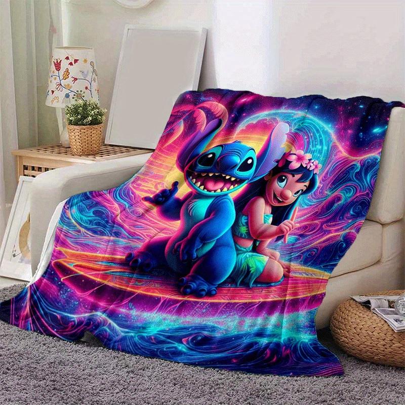 1 Stück Stitch-Druckdecke - Weiche Ganzjahresdecke für Wohnzimmer, Schlafzimmer, Reisen