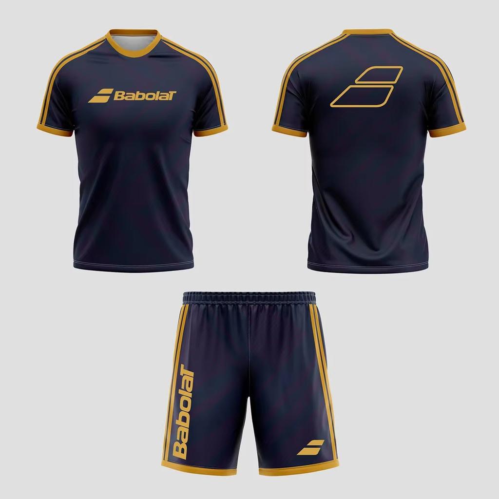 2025 New Men's Summer Tennis Breathable Set, Fast Drying Badminton Loose Set, Men's T-shirt and Short Sleeved Shorts Set, Lightw
