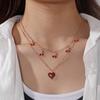 Trendy INS Style Neck Chain Jewelry Sweet Cool Double Layer Necklace with Lovely Cherry/Grape and Heart Pendant Charm