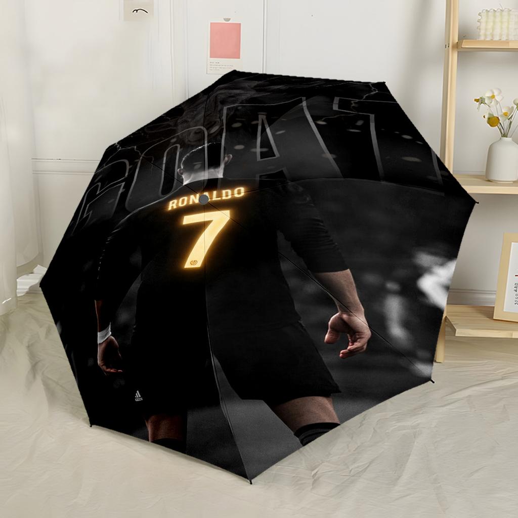 Ronaldo's Legacy Soccer Automatic Umbrella Compact 8-Rib Lightweight Durable Plastic & Iron Perfect for Outdoor Adventures Fashion Lovers