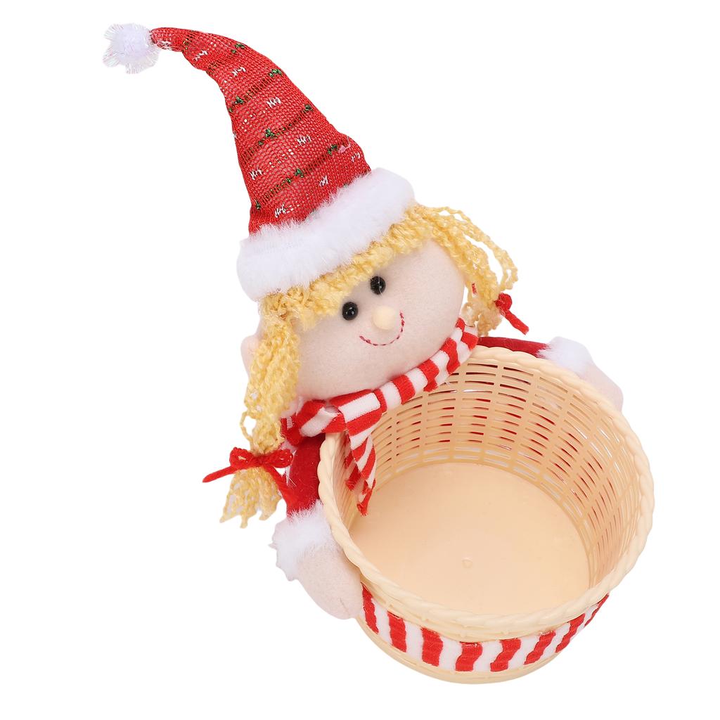 Xmas Candy Basket Dish Bowl Xmas Snack Dried Fruits Nuts Storage Holder for Table Desk Decoration Red