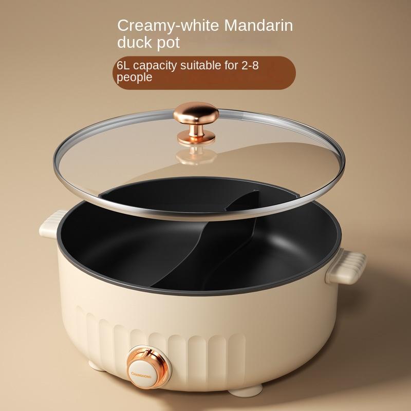 

Yuanyang Electric Hot Pot Бытовая электрическая кастрюля для приготовления пищи Многофункциональная интегрированная антипригарная электрическая кастрюля для приготовления пищи 6 л белый
