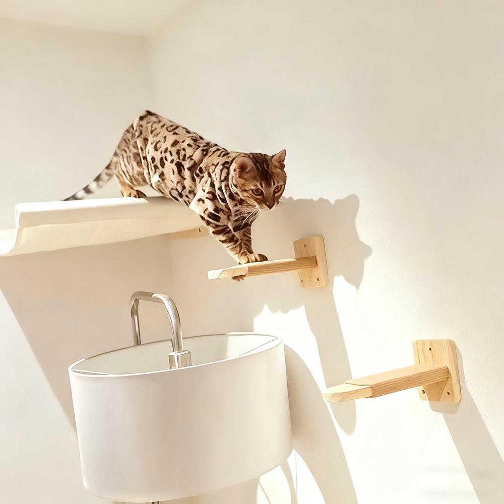 Wooden Kitten Ladder with Sisal Rope Cat Wall Steps Climbing Cat Scratching Post Cat Scratching Board Tree Pet Furniture