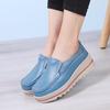 Kadınlar için PU deri makosenler Slip-on düz ayakkabı moda platformu yürüyüş ayakkabısı hafif bayanlar daireler
