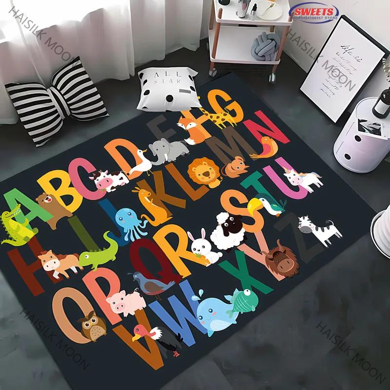 

3D ABC Rug for Kids Room, ABC Kids Mats for Floor , Alphabet Play Mat Elementary Preschool Kid s Rugs with Animal Illustrations 40x60cm (16x24in)