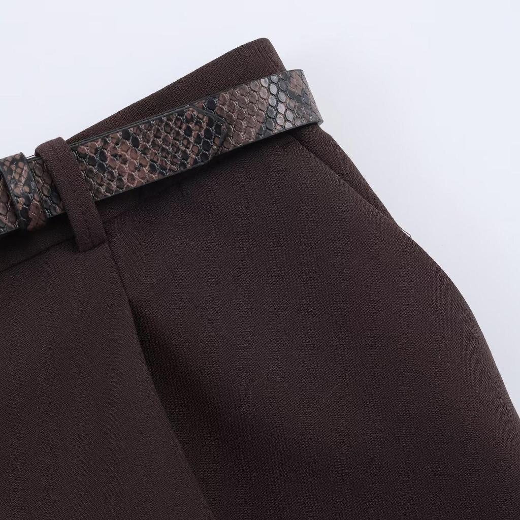 Women's European & American Style Wide-Leg Casual Shorts with Belt