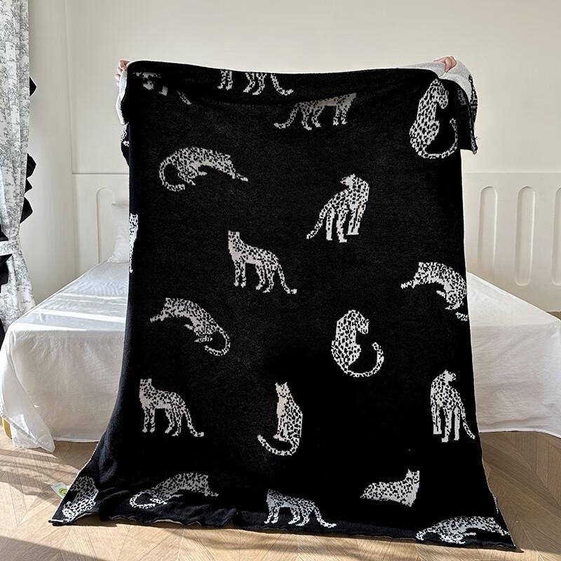 

OEING Nordic Style Leopard Print Knit Blanket 130x170cm
