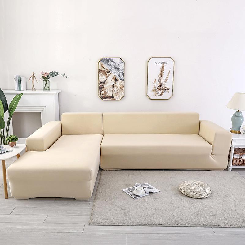 

Простой универсальный легкий роскошный высокоэластичный чехол для дивана Four Seasons, однотонный однотонный чехол для дивана из молочного шелка, полный пакет, чехол для дивана 235-300cm бежевый