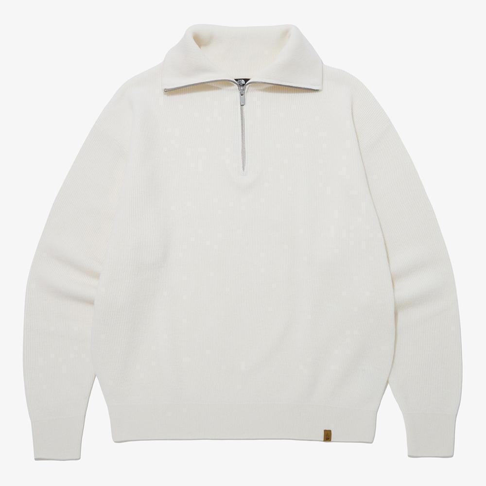 Noseupeiseu Nt7Ap51A Merino Wool Half-Zip Sweater Ivory