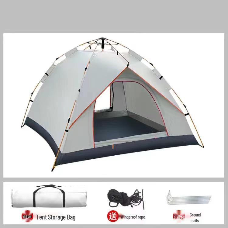 3-4 Person Double-Layer Automatic Camping Tent with Full Outdoor Equipment Set