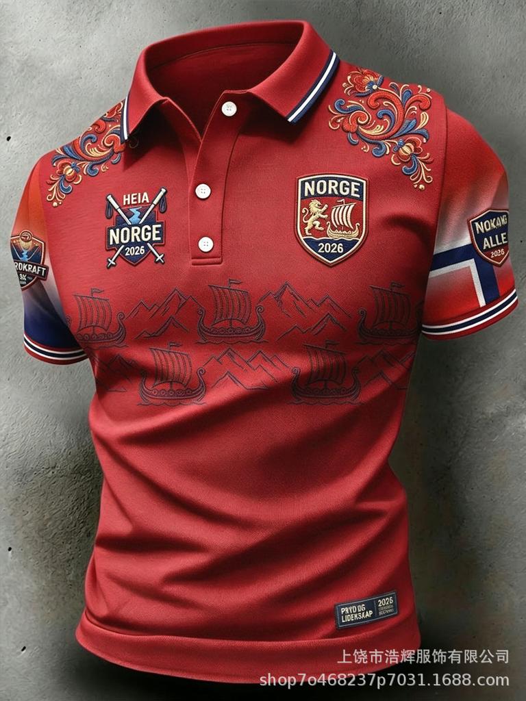 New 3D Printed Men's Retro Fashion Casual Summer Lapel Polo Shirt Top