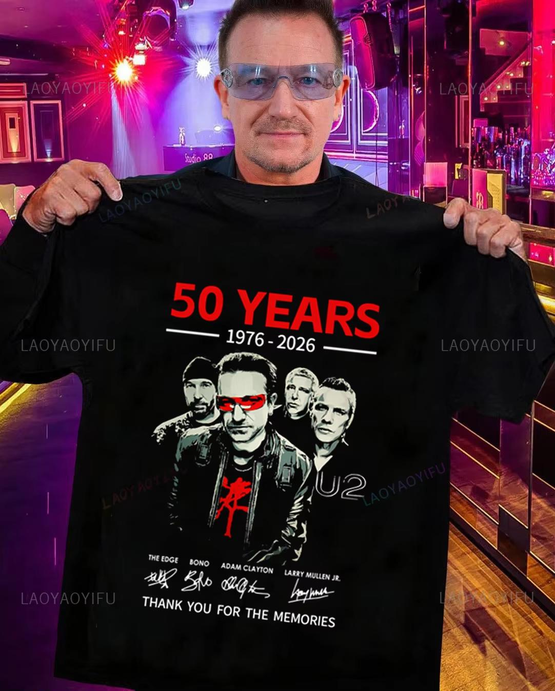 ZheXiong TEE 2026 Nieuwe U2 Band 50ste Verjaardag Patroon Hoge Kwaliteit Comfortabel Casual Print Heren T-shirt S