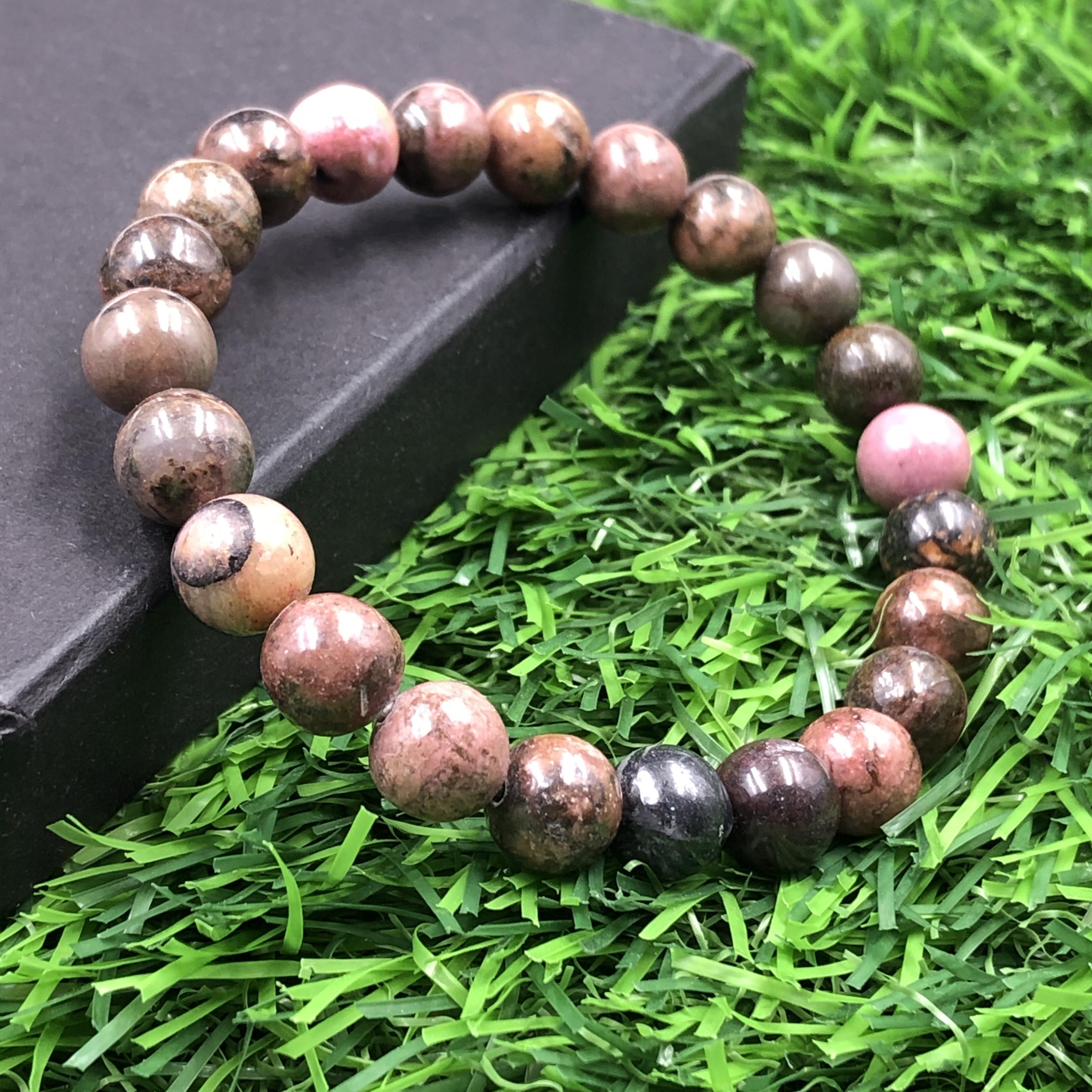 Натуральный Черный Родонит Камень Ручная Работа Бусины Браслет 7.5  Унисекс Браслет В Подарок на День Рождения RBB-4