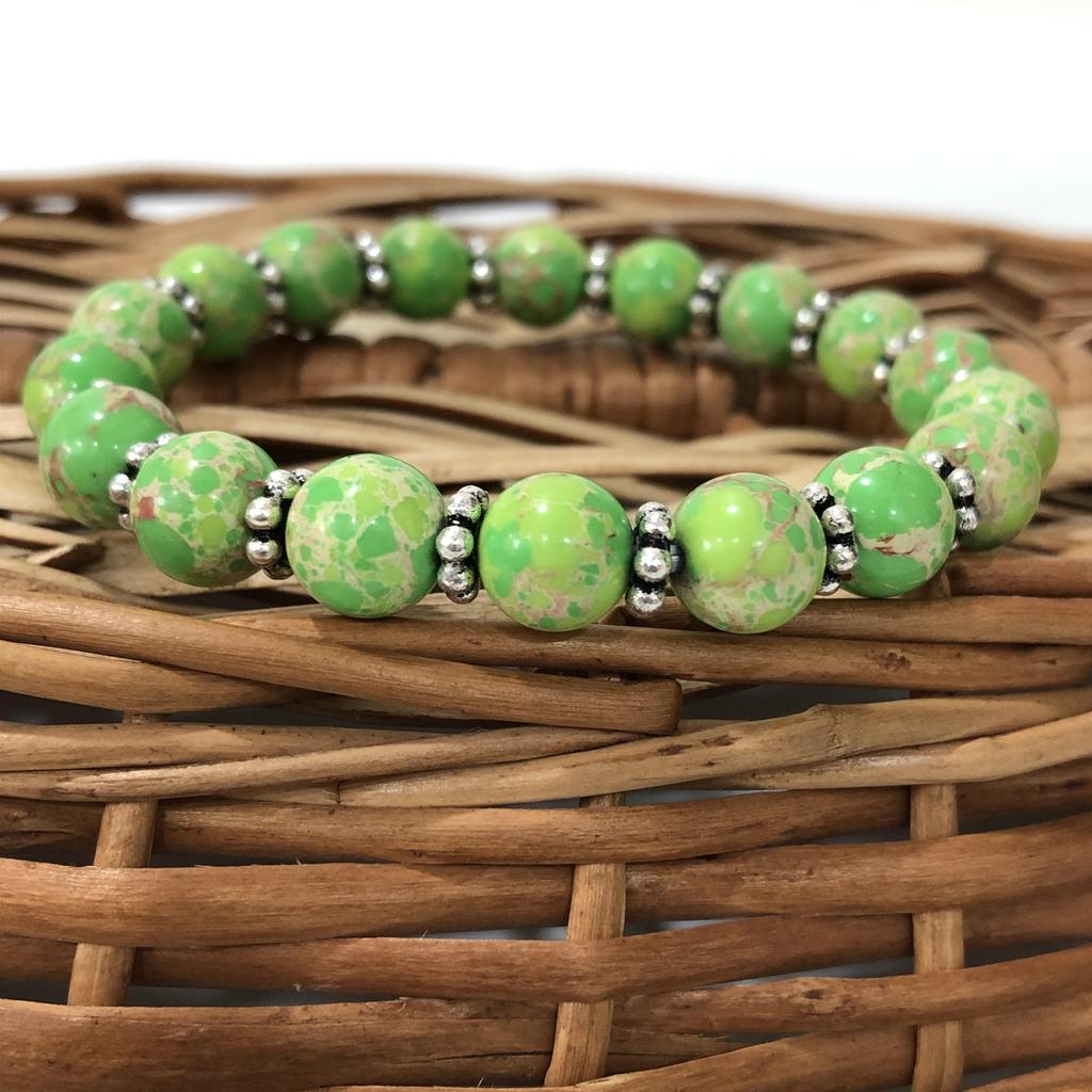 8mm Natural Green Copper Turquoise Gemstone Round Beads  Bracelet 7.5" Designer Chakra Bracelet For Party CSB-24