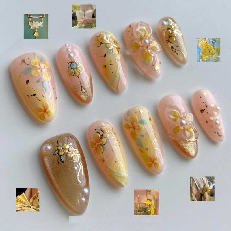 INS Hot Selling Accept Customization Duck Shape Artificial Fingernails Manicure False Nails with Glue Stickers Press on Nails